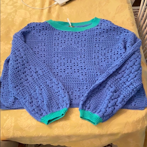 Free People Sweaters - FREE PEOPLE - Whimsical Crochet Crop Sweater